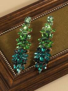 European & American Exaggerated Vintage Heavy-Duty Elegant Exquisite Design Versatile Sophisticated Gradient Tassel Earrings - Gradient Green - View 6