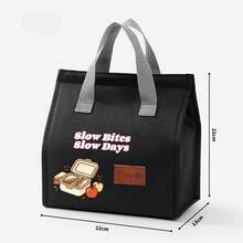 A Minimalist Fashion Lunch Bag With Simple Bento Box Print, Personalized Text Print, Cute Minimalist Pattern Print, Multiple Colors Available, Essential Lunch Insulated Bag For Office Workers, Student Bento Bag. - View 4