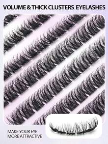 120pcs Self-Adhesive False Eyelash Clusters, Fluffy & Natural, DIY Eyelash Extension, Customizable, Suitable For Beginners, For Home, Travel, Party Use, Glue-Free False Eyelashes - D - View 6