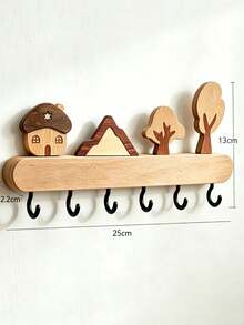 1pcsNordic‑Style Wooden Wall‑Mounted Hook Rack, Long Strip Rectangular Shape, Wall Hanging Storage Function, Entryway Key Holder, Wall Coat Hanger For Hallway Living Room Household Daily Organizing - Multicolor - View 15