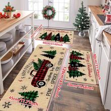 1/2/3pcs Christmas Theme Kitchen Rug, Flannel Kitchen Mat, Soft Comfortable Absorbent Non-Slip Machine Washable With Anti-Slip Backing, Suitable For Multiple Scenes: Entrance, Living Room, Bedroom, Kitchen, Dining Room, Bathroom, Laundry Room, Hallway, Christmas Holiday Home Decor Floor Mat - Multicolor - View 14