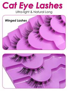 Sibeuna 9 Pairs Natural Looking Half Lashes, Transparent Band Soft Delicate Cat Eye & Extended Outer Corner, Faux Mink Lashes Strip Lashes For Beginners,Lashes Corner Eyelashes - Black - View 5