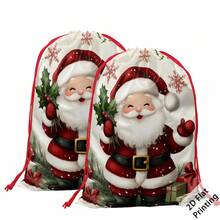 2pcs Christmas Theme Oversized Gift Bags, Santa Claus Snowflake Gift Box Pattern Print, Can Be Used As Christmas Gift Bags, Decorative Props Yard Storage Bags, Create Christmas Atmosphere, Very Suitable For Holiday Gift Bags, Wedding Packaging, Birthday Party Gift Bags, Etc. - Multicolor - View 1