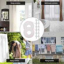 1 Set 2.5/4/5/6m Practical Shower Curtain/Window Curtain Strong Spring Tension Rope, Cuttable Steel Wire Hanging Rope, Includes Pull Rope, Grommets, Question Mark Hooks, Suitable For Home Indoor/Outdoor Laundry, Shower Curtains, Window Curtains, Hanging Curtains, Nets And Lightweight Materials - Spring Curtain Cord - View 10