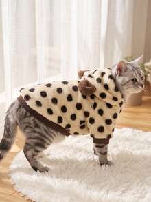 LUCKIE PAW 1pc Black & White Polka Dot Pet Sweatshirt, Physical Flea Prevention, Reduces Shedding, Warm & Breathable, Suitable For Small & Large Dogs And Cats, Indoor & Outdoor Use - Multicolor - View 4