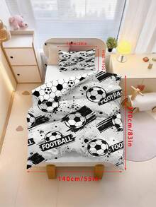 2/3-teiliges Kinder Sport Fußball Bettbezug Set, umkehrbares Cartoon Muster Bettwäsche, inklusive Kissenbezug, weiche Mikrofaser Bettwäsche, Jungen Schlafzimmer Dekoration, ganzjährig, Reißverschluss (ohne Füllung), Kissenbezug Größe 50x75cm, 100% Polyester - Verschiedenfarbig - Übersicht 10
