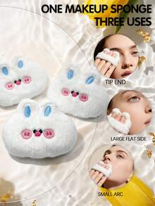 White Velvet Makeup Powder Puff, Round & Rabbit Shaped Mixed Set, Reusable Soft Cosmetic Tool For Setting Powder, Blending & Buffing, Skin‑Friendly, Multi‑Size 2/4/6/8 PCS Professional Makeup Accessory - Multicolor - View 7