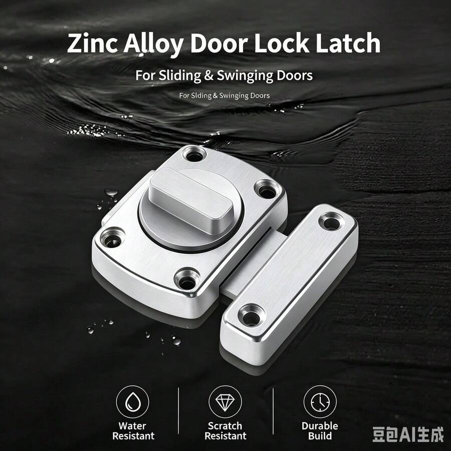 Zinc Alloy Door Lock Latch, 1/2/4 Pcs Rotating Door Bolt For Sliding & Swinging Doors, Water Resistant Security Latch For Bedroom, Bathroom, Cabinet And Home Use - Multi-color - View 1