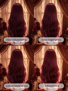 alicegarden Wig sintetis sepanjang 28 inci dengan gaya bergelombang alami dalam warna burgundy yang memukau. Desain belahan tengah, wig palsu ini sangat cocok untuk cosplay Halloween dan penggunaan sehari-hari, menawarkan hadiah wig yang alami dan tahan lama untuk para wanita. - Burgundy - View 10