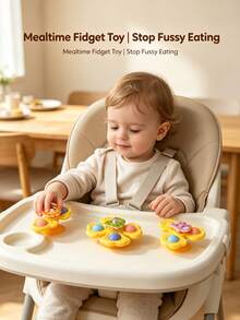 3PCS Baby Suction Cup Spinner Toys,Lion Frog & Bear, Cute Animal Sensory Spinning Toys, Colorful Rattle Balls, Fine Motor Skills Development, Window & High Chair Toys, Early Learning Gift For Babies & Toddlers, Birthday Christmas Gift - Yellow - View 9