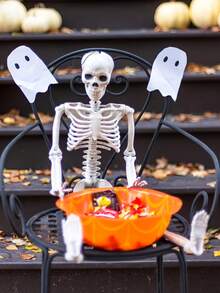 Multiple Sizes Foldable Hanging Skeleton Halloween Decorations, Posable Joint Plastic Skeleton Props For Haunted House Parties, Porches, Doors, Walls, Yards, Windows, Photo Booths & Seasonal Home Decor - Skull Series - View 7