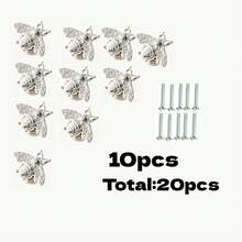 10pcs Handles + 10pcs Screws Bee Shaped Hardware Single Hole Drawer Alloy Pulls Cabinet Door Jewelry Box Drawer Handles Silver Color Animal Pulls Cute Cartoon Minimalist Style - Retro Handle - View 4