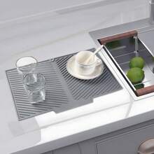 Kitchen Sink Silicone Draining Mat With Drainage Channel Design, Fits Countertop And Sink, Non-Slip And Stable, Heat-Resistant And Easy To Clean, Wear-Resistant, Can Hold Plates, Bowls, Glasses, Utensils, Helps Drain Water, Protects Kitchen Countertop, Household Silicone Draining Mat - Multicolor - View 5