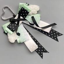 1pc Polka Dot Ribbon Bow Bag Charm, Anime Cosplay Concert Convention Lolita Ita Bag Accessory, Lace Star Tulle Plush Wings Heart Buckle Handmade Idol Fan Decoration, Landmine Style - A - View 2