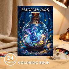 Pocket Magic Bottle Coloring Book, Adult Mini Portable Fantasy Dragon Magic Bottle Coloring Book, 10*14cm Lightweight And Compact, Travel Stress Relief Coloring, Artistic Leisure, Coloring Enthusiast Gift, Birthday Holiday Gift - Single Piece - View 9