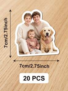 1/20/40/80pcs Custom Die Cut Family Photo Sticker Personalized Image Picture Vinyl Decal Waterproof Die-Cut Sticker For Laptop, Water Bottle, Phone Case. Custom Portrait Photo Stickers, Pet Custom Stickers, Women Stickers, For Birthday - Multicolor - View 10