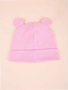 1pc Baby Knitted Hat, Cute Bear Ear Design, Solid Color Soft Baby Hat, Suitable For Autumn, Winter And Spring For Infants, Toddlers And Small Children Casual Wear - Pink - View 5