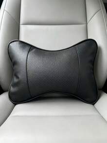 PU Leather Car Neck Pillow & Lumbar Support Set, Breathable Perforated Car Seat Headrest & Back Support Cushion, Comfortable Driving Interior Accessories - Pillow - View 5