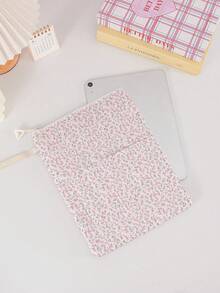 1pc Floral Quilted Book Cover With Zipper 11.02" X 8.66" Carrying Handle Book Storage Bag Padded Protective Book Sleeve Pencil Case Bible Storage Bag - Multicolor - View 7