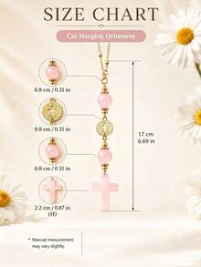 Crystal Cross Car Rearview Mirror Hanging Ornament, Bohemian Handmade Sun Catcher With Gold Chain And Natural Stone Beads, Elegant Spiritual Protection Amulet, Suitable For Various Car Interior Decor - Multicolor - View 8