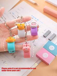 10pcs Cartoon Animal Mini Stapler Keychain Set, Macaron Colorful Random Styles, Portable Compact Stapler With Staples, Cute Creative Pendant Mini Stapler, Student Back To School Stationery Office Home Organizing Binding Tool, Mini Stationery Set Gift - Multicolor - View 4