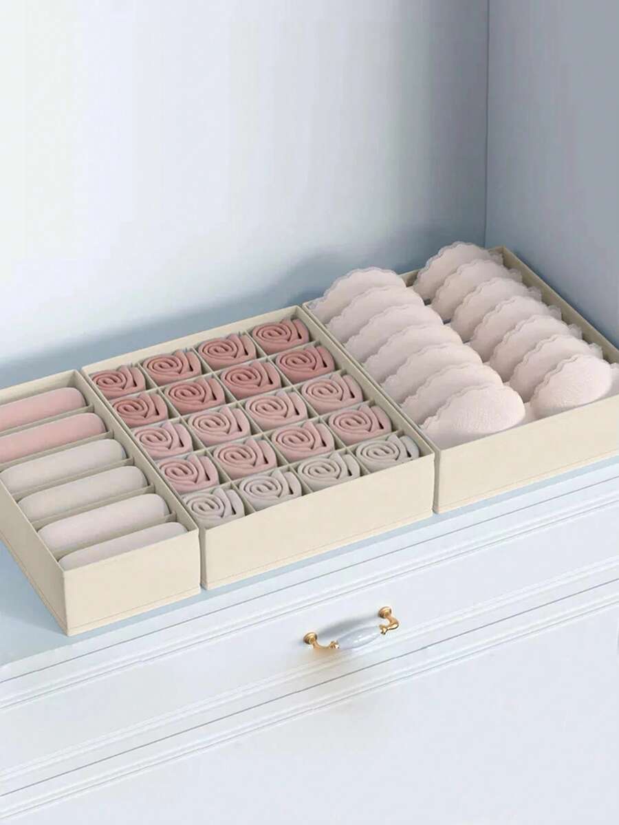Foldable Fabric Storage Box, Suitable For Clothes, Underwear, Bras, Socks, Panties, Saves Vanity Drawer Space, Closet Organizer, Easy Assembly, Hand Washable Fabric, No Tools Required, Underwear Storage Box