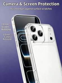 3-In-1 Protection Kit, Compatible With IPhone Phone Case, With Screen Protector [2 Pieces Set], Supports Face ID Unlock, Scratch-Resistant High-Definition Tempered Glass Screen Protector, Transparent Shockproof Phone Case, Crystal Clear Protective Shell, Anti-Yellowing, Camera Protection, Flexible TPU Silicone Cover - Transparent - Clear - View 4