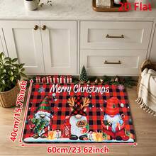 1/2/3pcs Christmas Theme Kitchen Rug, Flannel Kitchen Mat With Red And Black Plaid Pattern, Snowflake, Reindeer, Christmas Tree Decor, Soft Comfortable Absorbent Non-Slip, Machine Washable With Non-Slip Backing, Suitable For Doorway, Living Room, Bedroom, Kitchen, Dining Room, Bathroom, Laundry Room, Entryway, Multi-Functional Home Holiday Decorative Mat - Multicolor - View 15