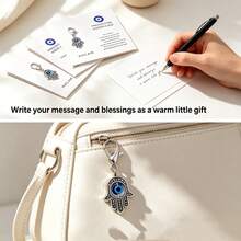 15pcs | Blue Eye Guardian Lucky Palm Keychain, Exquisite Amulet Pendant, Suitable For Backpack, Keys, Wallet Decoration, Symbolizing Peace And Good Fortune, Birthday, Graduation, Holiday Gift For Friends And Family - Evil Eye Palm Charm - View 3
