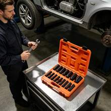 Vintoro 16Pcs 6 Point Impact Socket Set, Heavy Duty Impact Socket Kit, Rust Resistant Drive Socket Accessories, Durable Impact Wrench Socket Tool Set, Anti-Slip Hex Socket For Auto Repair, Practical Mechanical Maintenance Tool, Ideal For Car Repair - A - View 5