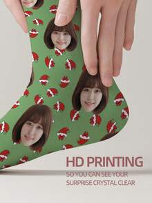 1 Pair Customized Face Socks, Personalized Photo Socks, Custom Printed Socks, Funny Face Socks, Custom Image Socks, Can Print Any Face On Socks, Anniversary Gift, Valentine's Day Gift, Birthday Gift, Wedding Gift - Multicolor - View 3
