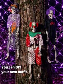 Multiple Sizes Foldable Hanging Skeleton Halloween Decorations, Posable Joint Plastic Skeleton Props For Haunted House Parties, Porches, Doors, Walls, Yards, Windows, Photo Booths & Seasonal Home Decor - Skull Series - View 10