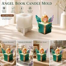 Reading Angel Figurine Silicone Mold, Reusable Silicone Mold Suitable For Resin, Plaster, Clay And Wax, Ideal For DIY Aromatherapy Candles, Figurines, Handicrafts, Etc., Easy To Demold. Asymmetrical Shaped Craft Mold Suitable For Holiday And Home Decor Making. - A - View 4