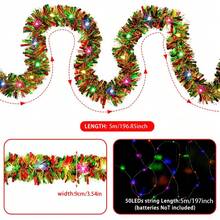 5m/50LED Christmas Glowing Colorful Tinsel Garland String Lights, Battery Powered Fairy Lights, Shiny Christmas Tree Hanging Decoration, Birthday Wedding Party Lighting, Halloween Christmas Atmosphere Decor (Battery Not Included) - Battery-operated Colorful String Lights - View 9