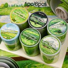1pc/6pcs Qingye Manxing Series Washi Tape, High Aesthetic Value Scrapbooking Decorative Tape For Scene Creation And Collage - Multicolor - View 1