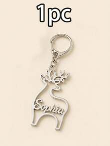 Custom Name Reindeer Keychain, Personalized Christmas Key Chain, Holiday Vacation Bag Charm, Custom Keychain, Customizable 2026 Christmas Gift - Silver - View 11