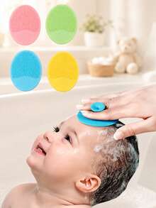 4pcs/2pcs/1pc Small Silicone Facial Cleansing Brush, Baby Shampoo Brush, Blackhead Remover, Soft Round Hair Washing Brush (Random Color) - Multicolor - View 1