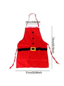 1pc Santa Claus Chef Style Red Apron, Suitable For Home Kitchen, Christmas Party, Christmas Dinner, New Year Party, Restaurant, Hotel, Cafe And Other Occasions - One Size Fits All - View 3