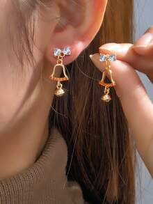 1 Pair New Christmas Bow Bell Earrings, Sweet And Versatile, Suitable As New Year And Birthday Gift - Multicolor - View 1