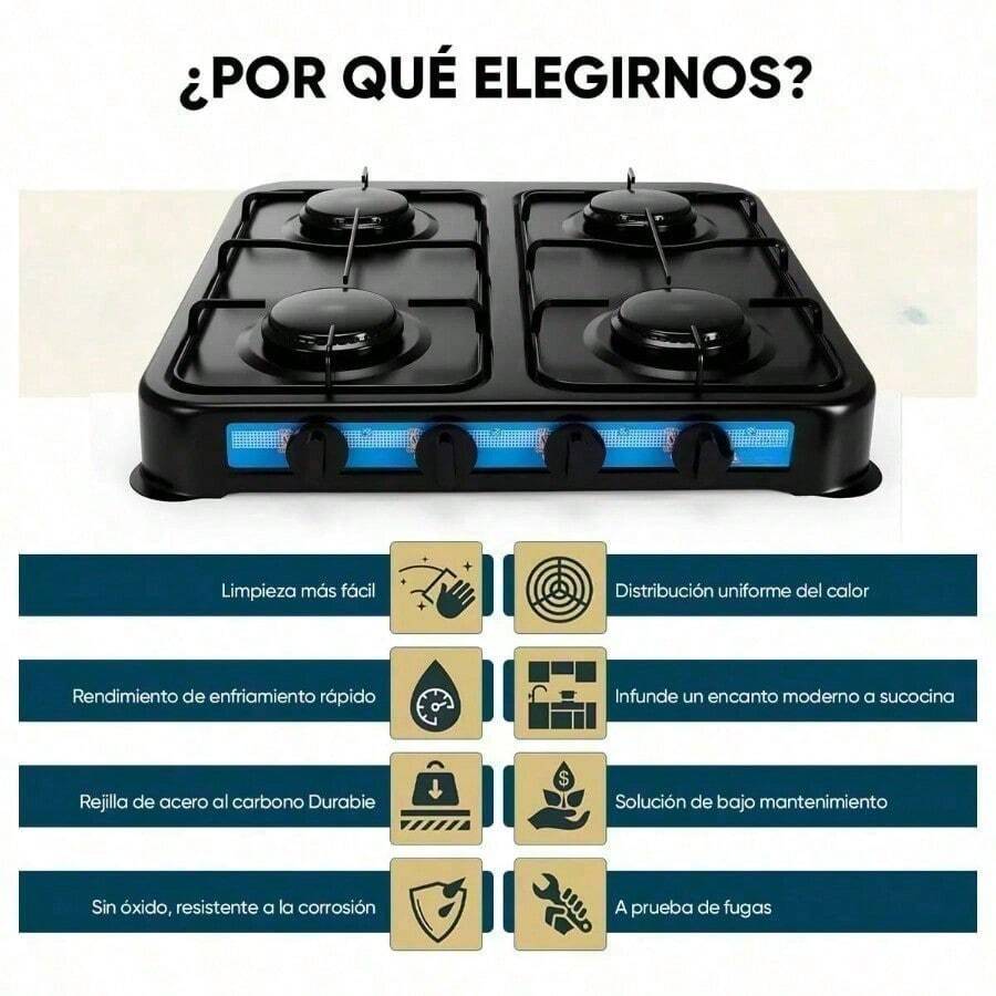 Parrilla Empotrable 4 Quemadores Gas LP HTht98928006 - Negro-1 - Ver 1
