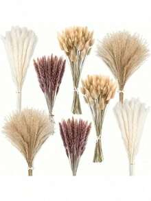 20/80/100/200pcs Brown Artificial Reed Grass Bouquet, Large Capacity Rabbit Tail Grass, 43.18cm Bohemian Style Artificial Fluffy Reed, Suitable For Home, Wedding, Event And Holiday Decoration (Christmas, Halloween, Easter, Thanksgiving) - Brown - View 7