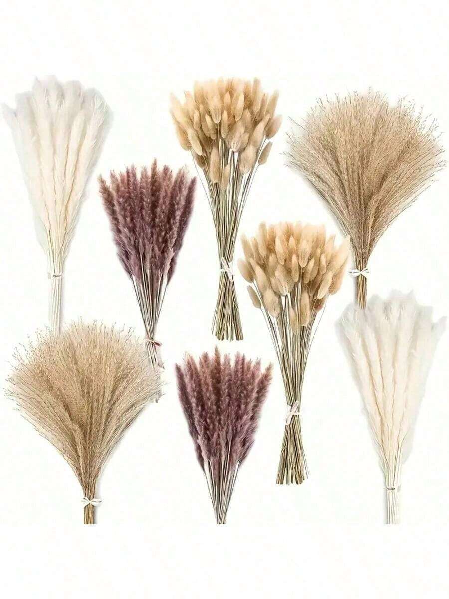 20/80/100/200支裝棕色人造蘆葦草花束 大容量兔尾草 43.18cm 波西米亞風人造蓬鬆蘆葦，適用於居家、婚禮、活動與節日裝飾（聖誕節、萬聖節、復活節、感恩節）