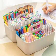 Stackable Storage Box, Suitable For Bathroom, Office, Craft Supplies Or School Supplies. Portable Handheld Storage Box, Can Be Placed On The Bathroom Countertop. Lipstick And Makeup Brushes. Multi-Functional Storage Rack - Multicolor - View 3