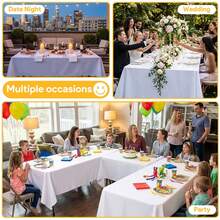 1/3Pcs White Rectangle Tablecloths 60x102 Inch, 60x126 Inch, Washable & Reusable Polyester, Rectangular Table Cloth Perfect For Party, Wedding, Hotel, Restaurant And Baby Shower - White - View 6