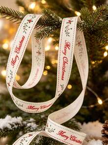 Ruy băng Giáng Sinh rộng 1.5cm/0.59 inch, ruy băng in họa tiết cây thông Noel, ruy băng trang trí lễ hội, phù hợp gói quà, gói hoa, trang trí vòng hoa và trang trí tiệc - Nhiều màu - Xem 2