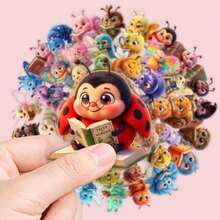 50pcs Funny Cartoon Insect Stickers, Cute Snail Bee Ladybug Colorful Insect Vinyl Stickers, Waterproof Stickers For Laptop, Water Bottle, Phone, Kindle, Notebook, Scrapbook, DIY Decoration - Multicolor - View 3