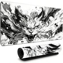Gaming Mouse Pad XL Extended Anime Mouse Pad, Large Cute Kawaii Big Computer Mouse Mat Desk Pad With Non-Slip Rubber Base And Stitched Edge For Home Office -Black White Cat - View 1