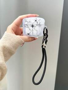 1 buah Casing Pelindung Earphone Bluetooth Bergaya Minimalis Y2K Bergambar Pesawat Lucu + Tali Gantungan Bergambar Pesawat - Hitam - View 2