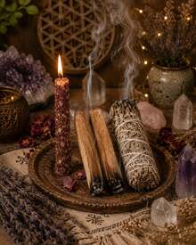 kit para abundancia vela miel 1 pieza 10 cm con petalos, 2 piezas palo santo madera sagrada 1 manojo de salvia blanca purificacion, armonia, meditacion, yoga, aromaterapia, espacios limpios - amor petalos - Ver 2