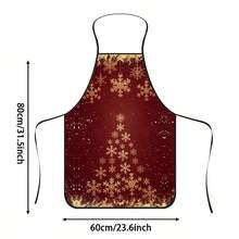 1pc Christmas Snowflake Christmas Tree Print Apron, Large And Small Snowflake Combination Forming Tree Pattern, Vintage Cracked Gold Texture, Waterproof And Oil-Proof Cooking Apron, Suitable For Baking And Kitchen Cooking, Premium Luxury Christmas Holiday Gift - Multicolor - View 13